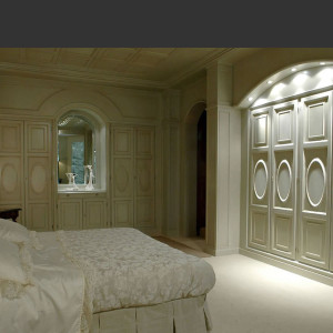 zona notte, modello exedra, mobili d'angeli, cucine d'angeli, cabina armadio, armadio, letto imbottito, soffittatura in legno, cappellani, colonne rivestite in legno, pesaro